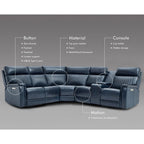 105 W Genuine Leather Power Sectional with Recliner Sofa Set with Single Console, USB&USB-C Ports, 1 Power ArmlessChair
