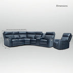 105 W Genuine Leather Power Sectional with Recliner Sofa Set with Single Console, USB&USB-C Ports, 1 Power ArmlessChair