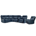 105 W Genuine Leather Power Sectional with Recliner Sofa Set with Single Console, USB&USB-C Ports, 1 Power ArmlessChair