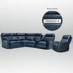 105 W Genuine Leather Power Sectional with Recliner Sofa Set with Single Console, USB&USB-C Ports, 1 Power ArmlessChair
