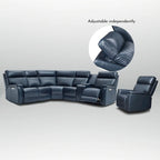 105 W Genuine Leather Power Sectional with Recliner Sofa Set with Single Console, USB&USB-C Ports, 1 Power ArmlessChair