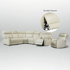 105 W Genuine Leather Power Sectional with Recliner Sofa Set with Single Console, USB&USB-C Ports, 1 Power ArmlessChair
