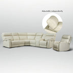 105 W Genuine Leather Power Sectional with Recliner Sofa Set with Single Console, USB&USB-C Ports, 1 Power ArmlessChair
