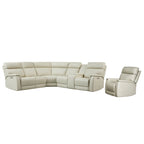 105 W Genuine Leather Power Sectional with Recliner Sofa Set with Single Console, USB&USB-C Ports, 1 Power ArmlessChair