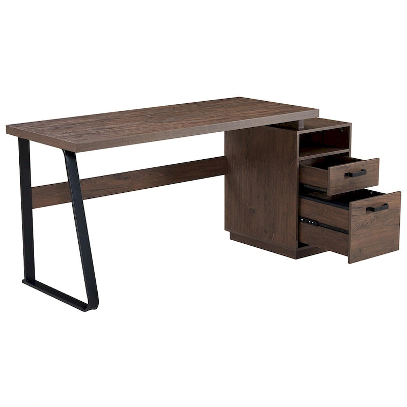Home Office Computer Desk with Drawers/Hanging Letter-size Files