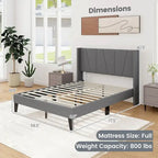 Gymax Full Size Upholstered Bed Frame w/ Elastic Pockets Mattress