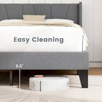 Gymax Full Size Upholstered Bed Frame w/ Elastic Pockets Mattress