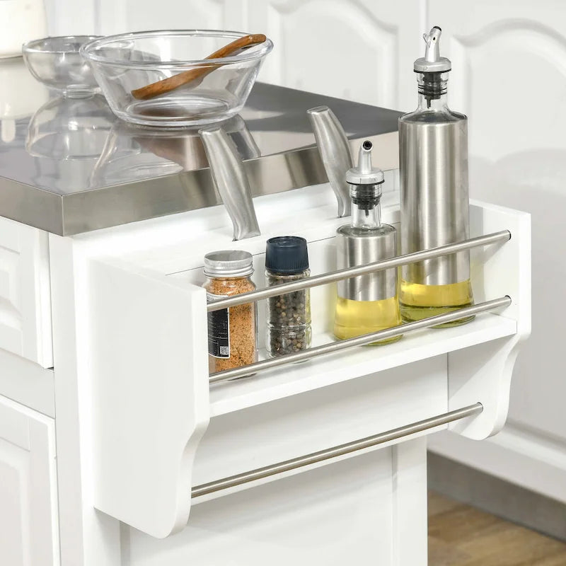 Îlot de cuisine roulant avec rangement (tabouret non inclus)