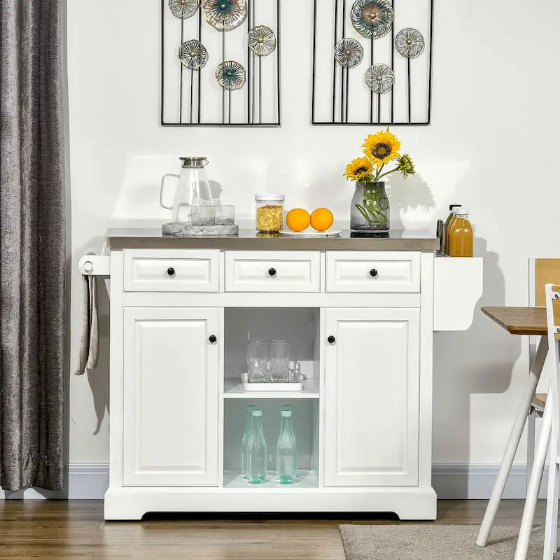 Îlot de cuisine roulant avec rangement (tabouret non inclus)