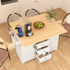 55.7 Large Kitchen Island With 2 Drop Leaf(no include stool)