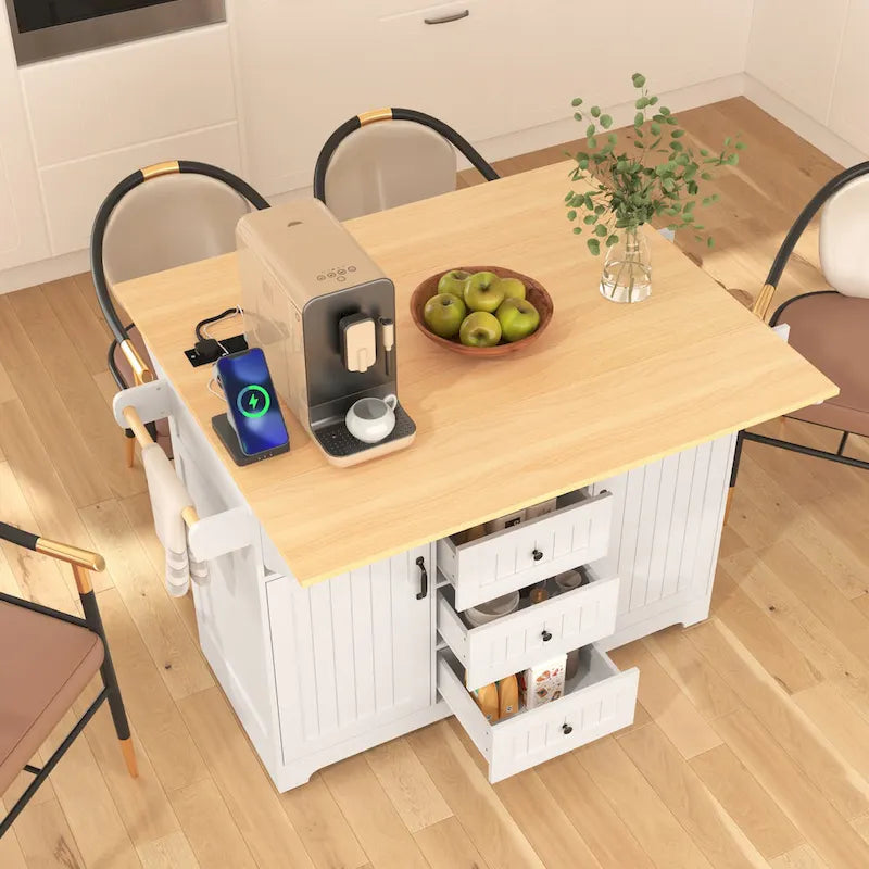 55.7 Large Kitchen Island With 2 Drop Leaf(no include stool)
