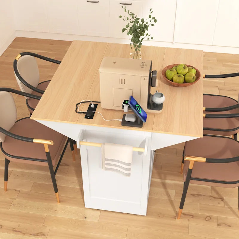 55.7 Large Kitchen Island With 2 Drop Leaf(no include stool)