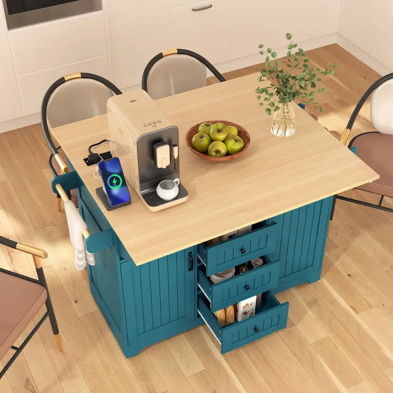 55.7 Large Kitchen Island With 2 Drop Leaf(no include stool)