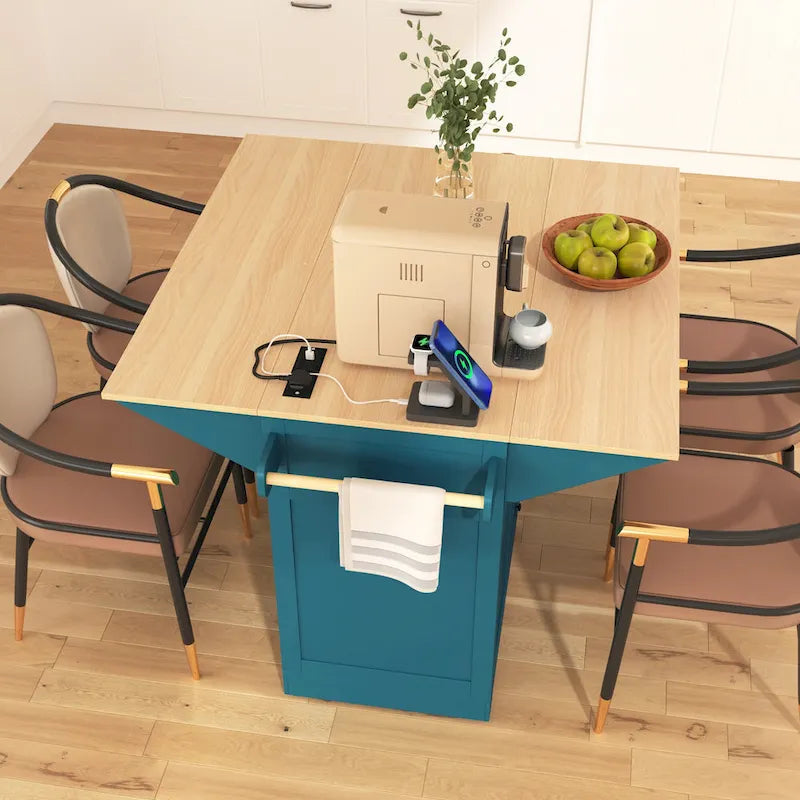 55.7 Large Kitchen Island With 2 Drop Leaf(no include stool)