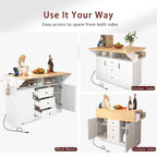 55.7 Large Kitchen Island With 2 Drop Leaf(no include stool)