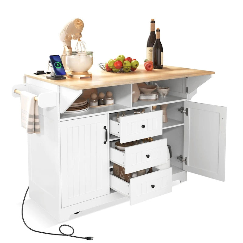 55.7 Large Kitchen Island With 2 Drop Leaf(no include stool)