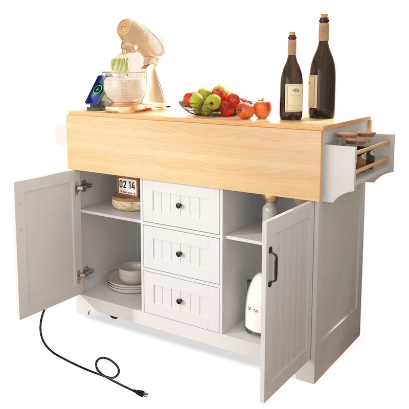 55.7 Large Kitchen Island With 2 Drop Leaf(no include stool)