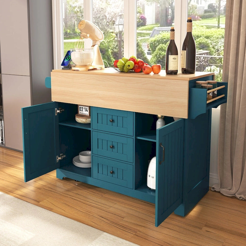 55.7 Large Kitchen Island With 2 Drop Leaf(no include stool)