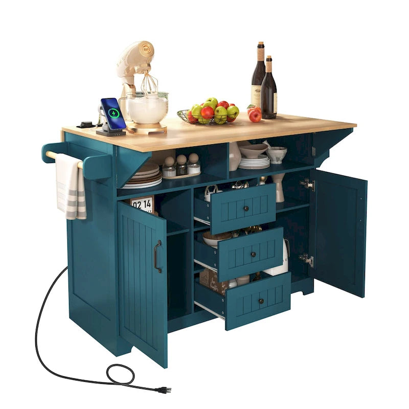 55.7 Large Kitchen Island With 2 Drop Leaf(no include stool)