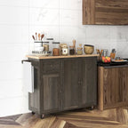 Triple-Cabinet Rolling Kitchen Island On Wheels(no include stool)