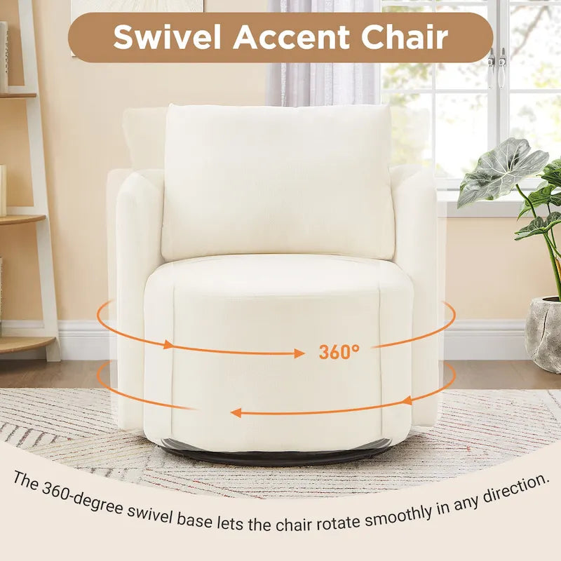 Fauteuil rond pivotant 360° en chenille avec design incurvé ergonomique et capacité de 200 kg