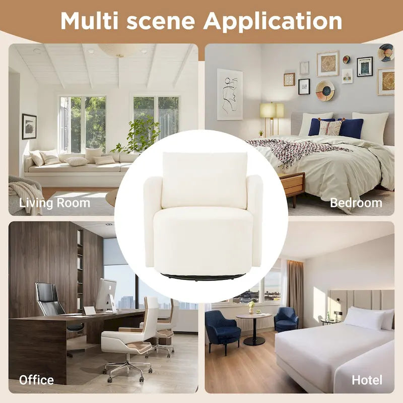 Fauteuil rond pivotant 360° en chenille avec design incurvé ergonomique et capacité de 200 kg