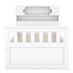 Twin/Full Size Captain Platform Bed with 4 Drawers and Storage Bookcase Headboard, Solid Wood Bed Frame with Storage Shelves