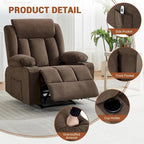 Fauteuil inclinable manuel surdimensionné avec massage par vibrations et fonction chauffante, canapé classique surpiqué à assise profonde