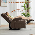 Fauteuil inclinable manuel surdimensionné avec massage par vibrations et fonction chauffante, canapé classique surpiqué à assise profonde