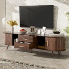 Mid-Century Modern TV Stand for 80 TV, Entertainment Center with Storage Media Console Table with 2 Drawers