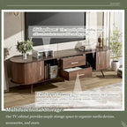 Mid-Century Modern TV Stand for 80 TV, Entertainment Center with Storage Media Console Table with 2 Drawers