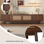 Mid-Century Modern TV Stand for 80 TV, Entertainment Center with Storage Media Console Table with 2 Drawers