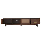 Mid-Century Modern TV Stand for 80 TV, Entertainment Center with Storage Media Console Table with 2 Drawers