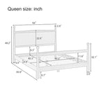 Platform Bed with Upholstered Boucle Headboard Panel Bed No Box Spring Needed Wood Slat Bed Low Profile Bed - Minimalist Design