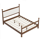 Platform Bed with Upholstered Boucle Headboard Panel Bed No Box Spring Needed Wood Slat Bed Low Profile Bed - Minimalist Design