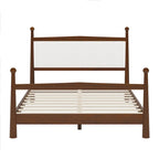 Platform Bed with Upholstered Boucle Headboard Panel Bed No Box Spring Needed Wood Slat Bed Low Profile Bed - Minimalist Design