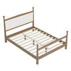 Platform Bed with Upholstered Boucle Headboard Panel Bed No Box Spring Needed Wood Slat Bed Low Profile Bed - Minimalist Design