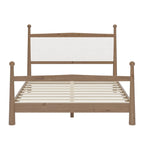 Platform Bed with Upholstered Boucle Headboard Panel Bed No Box Spring Needed Wood Slat Bed Low Profile Bed - Minimalist Design