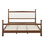 Platform Bed with Upholstered Boucle Headboard Panel Bed No Box Spring Needed Wood Slat Bed Low Profile Bed - Minimalist Design