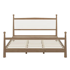 Platform Bed with Upholstered Boucle Headboard Panel Bed No Box Spring Needed Wood Slat Bed Low Profile Bed - Minimalist Design