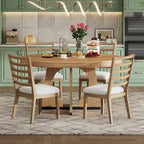 Ensemble de salle à manger rustique et fonctionnel 5 pièces, comprenant 1 table extensible avec rallonge de 40 cm et 4 chaises rembourrées