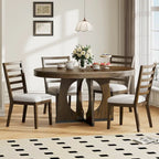 Ensemble de salle à manger rustique et fonctionnel 5 pièces, comprenant 1 table extensible avec rallonge de 40 cm et 4 chaises rembourrées