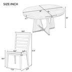 Ensemble de salle à manger rustique et fonctionnel 5 pièces, comprenant 1 table extensible avec rallonge de 40 cm et 4 chaises rembourrées