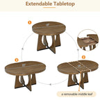 Ensemble de salle à manger rustique et fonctionnel 5 pièces, comprenant 1 table extensible avec rallonge de 40 cm et 4 chaises rembourrées