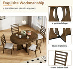 Ensemble de salle à manger rustique et fonctionnel 5 pièces, comprenant 1 table extensible avec rallonge de 40 cm et 4 chaises rembourrées