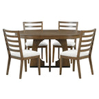 Ensemble de salle à manger rustique et fonctionnel 5 pièces, comprenant 1 table extensible avec rallonge de 40 cm et 4 chaises rembourrées