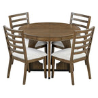Ensemble de salle à manger rustique et fonctionnel 5 pièces, comprenant 1 table extensible avec rallonge de 40 cm et 4 chaises rembourrées