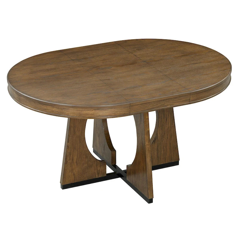 Ensemble de salle à manger rustique et fonctionnel 5 pièces, comprenant 1 table extensible avec rallonge de 40 cm et 4 chaises rembourrées