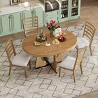 Ensemble de salle à manger rustique et fonctionnel 5 pièces, comprenant 1 table extensible avec rallonge de 40 cm et 4 chaises rembourrées