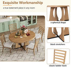 Ensemble de salle à manger rustique et fonctionnel 5 pièces, comprenant 1 table extensible avec rallonge de 40 cm et 4 chaises rembourrées